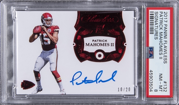 2017 Panini Flawless #132 Patrick Mahomes Signed Rookie Card (#10/20) - PSA NM-MT 8 "1 of 2!"